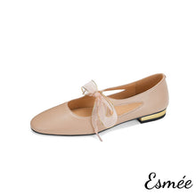 將圖片載入圖庫檢視器 Nude-Leather-Maryjanes-with-Bow-Knot-Design-product-shots-white-background
