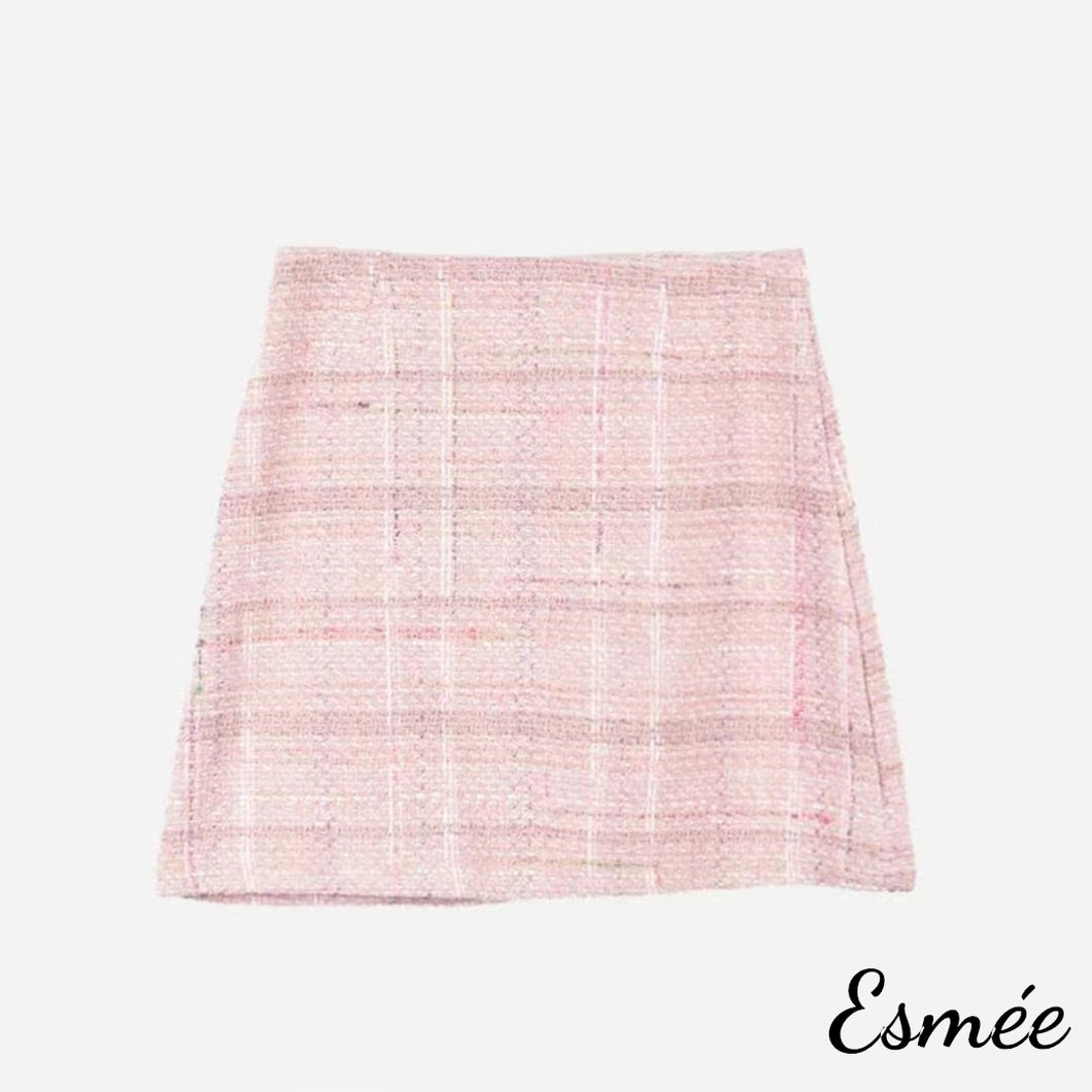 Pink-Korean-Tweed-Fabrics-A-Line-Skirt-product-shots