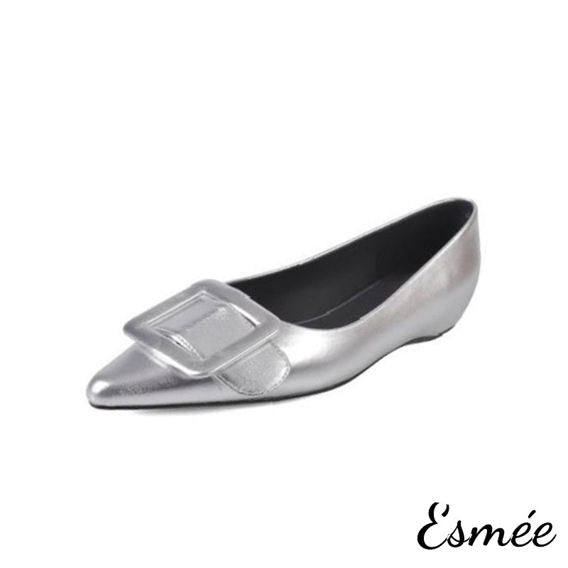 Silver-Leather-Pointed-Toe-Flats-with-3-cmInvisible-Increased-Height-Design-product-shots-white-background