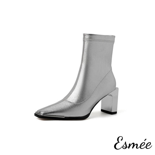 Silver-Metallic-Leather-Ankle-Boots-with-Thin-Block-Heels-product-shots-white-background