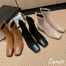 將圖片載入圖庫檢視器 Suede-Ankle-Boots-with-Leather-Square-Toe-Cap-product-shots
