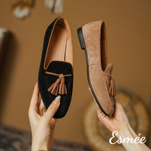 Load image into Gallery viewer, Suede-Loafers-with-Brown-Leather-Tassel-product-shots
