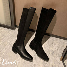 Load image into Gallery viewer, Suede-Long-Boots-with-3.5-cm-Bloack-Heels-product-shots
