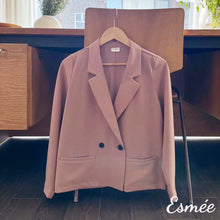 Load image into Gallery viewer, Tea-Rose-Korean-Chiffon-One-Button-Blazer-with-Notch-Lapel-product-shots
