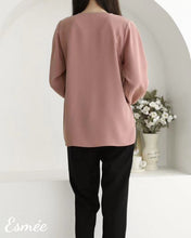 Load image into Gallery viewer, Tea-Rose-Korean-Chiffon-Shirt-with-Golden-Button-model-shots-2
