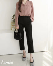 Load image into Gallery viewer, Tea-Rose-Korean-Chiffon-Shirt-with-Golden-Button-model-shots
