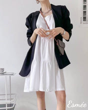 Load image into Gallery viewer, White-Korean-Cotton-One-Piece-Dress-with-Sleeveless-Design-model-shots-1
