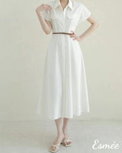 Load image into Gallery viewer, White-Korean-Cotton-One-Piece-with-Shirt-and-Belt-Design-model-shots
