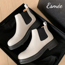 Load image into Gallery viewer, White-Leather-Ankle-Chelsea-Boots-product-shots
