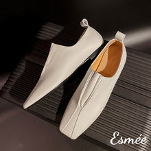 Load image into Gallery viewer, White-Leather-Loafers-with-Special-Cut-Out-Design-product-shots
