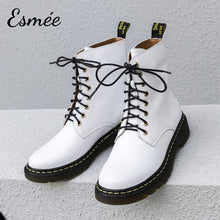 Load image into Gallery viewer, White-Leather-Marten-Boots-with-Welt-Design-product-shots
