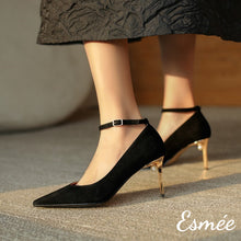 將圖片載入圖庫檢視器 Black-7.5cm-suede-high-heels-with-pearl-model-shots
