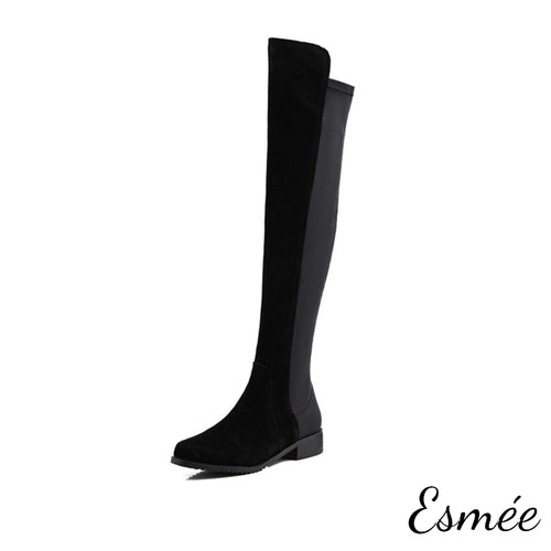 Black-assorted-colors-suede-knee-boots-product-shots-white-background