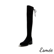 Load image into Gallery viewer, Black-long-boots-with-block-heels-product-shots-white-background
