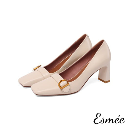 Beige-square-toe-leather-chunky-heels-product-shots-white-background