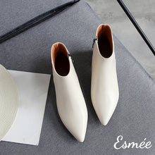 將圖片載入圖庫檢視器 Beige-Leather-Ankle-Boot-with-Pointed-Toe-Design-product-shots
