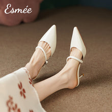 將圖片載入圖庫檢視器 Beige-Leather-High-Heel-Mules-model-shots
