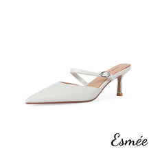 Load image into Gallery viewer, Beige-Leather-High-Heel-Mules-product-shots-white-background
