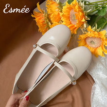 Load image into Gallery viewer, Beige-Leather-Mary-Janes-with-Pearl-Button-product-shots
