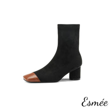 將圖片載入圖庫檢視器 Black-Brown-Suede-Ankle-Boots-with-Dual-Color-Toe-Cap-product-shots-white-background
