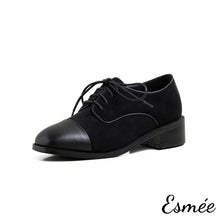 Load image into Gallery viewer, Black-Dual-Color-Leather-and-Suede-Oxford-Shoes-product-shots-white-background
