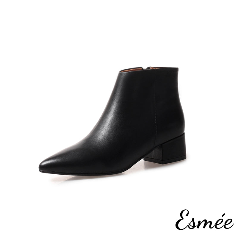 Black-Leather-Ankle-Boot-with-Pointed-Toe-Design-product-shots-white-background