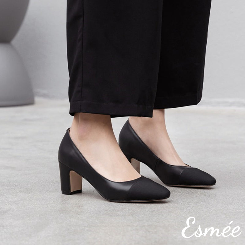 Block Heel Almond Toe Pumps Tamia Almond Toe Block Heel In Almond