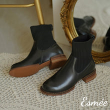 Load image into Gallery viewer, Black-Leather-Chelsea-Boots-with-Sock-Tube-product-shots
