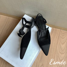 將圖片載入圖庫檢視器 Black-Leather-Flat-Sandals-with-Bow-Knot-Ankle-Straps-product-shots
