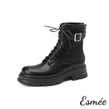 將圖片載入圖庫檢視器 Black-Leather-Marten-Boots-with-Thicken-Outsole-Design-product-shots-white-background
