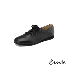 Load image into Gallery viewer, Black-Leather-Oxford-Shoes-with-Round-Toe-Design-product-shots-white-background
