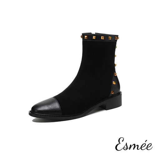 Black-Suede-Ankle-Boots-with-Rockstud-and-Leather-Toe-Cap-Design-product-shots-white-background