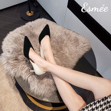 Load image into Gallery viewer, Black-Suede-Dual-Color-High-Heels-model-shots
