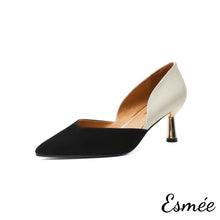 Load image into Gallery viewer, Black-Suede-Dual-Color-High-Heels-product-shots-white-background
