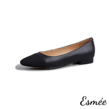 將圖片載入圖庫檢視器 Black-leather-ballet-flats-with-black-toe-cap-product-shots-white-background
