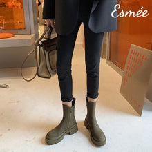 Load image into Gallery viewer, Blackish-Green-Matte-Material-Chelsea-Boots-model-shots
