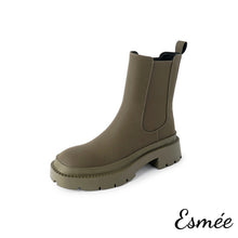 Load image into Gallery viewer, Blackish-Green-Matte-Material-Chelsea-Boots-product-shots-white-background
