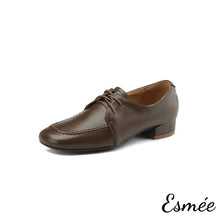 將圖片載入圖庫檢視器 Brown-Lambskin-Leather-High-Heel-Loafers-product-shots-white-background
