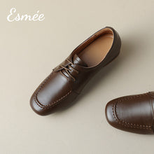 將圖片載入圖庫檢視器 Brown-Lambskin-Leather-High-Heel-Loafers-product-shots
