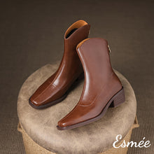 Load image into Gallery viewer, Brown-Leather-Riding-Boots-with-Brown-Heels-product-shots
