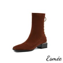 Load image into Gallery viewer, Brown-Suede-Ankle-Boots-with-Rockstud-Design-product-shots-white-background
