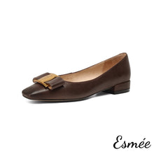 將圖片載入圖庫檢視器 【Size 36 Special Offer】Leather Flats with Double Bow
