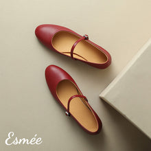 Load image into Gallery viewer, Burgundy-Leather-Round-Toe-Maryjanes-product-shots
