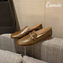 Load image into Gallery viewer, Dark-Brown-Loafers-with-Metal-Bar-Design-product-shots
