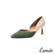 Load image into Gallery viewer, Green-Suede-Dual-Color-High-Heels-product-shots-white-background
