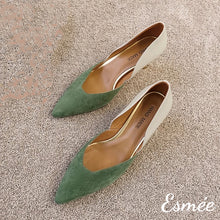 Load image into Gallery viewer, Green-Suede-Dual-Color-High-Heels-product-shots

