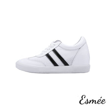 Load image into Gallery viewer, Invisible-increased-height-white-leather-sneakers-with-mesh-black-product-shots-white-background
