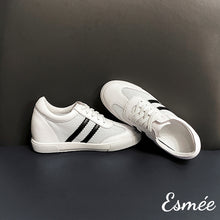 Load image into Gallery viewer, Invisible-increased-height-white-leather-sneakers-with-mesh-black-product-shots
