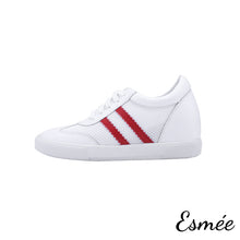 Load image into Gallery viewer, Invisible-increased-height-white-leather-sneakers-with-mesh-red-product-shots-white-background
