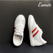 Load image into Gallery viewer, Invisible-increased-height-white-leather-sneakers-with-mesh-red-product-shots
